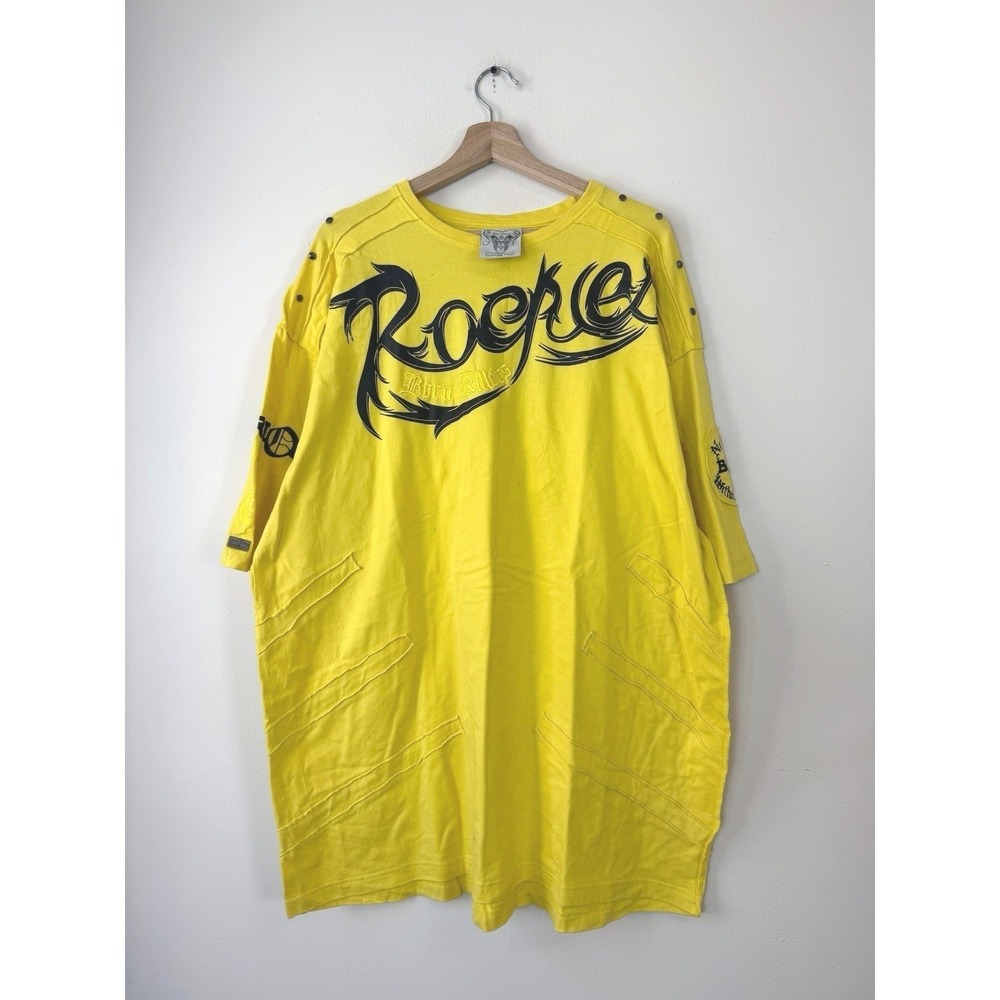 intage Y2K Black Label Freedom Death Premium Patch Yellow Tee Shirt - 3XL/4XL